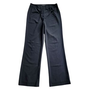 Lafayette 148 Black Wool High Rise Wide Leg Tailored Business Office Dress Pants